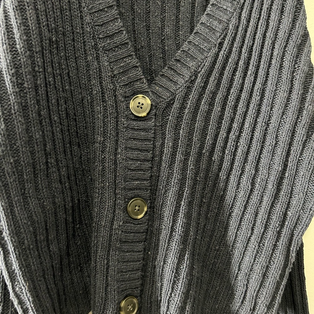 Cropped Navy Blue Knit Cardigan - American Eagle - Size XS - Picture 2 of 4